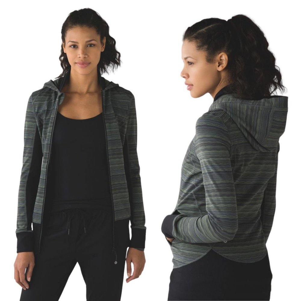 Lululemon Daily Practice Jacket Space Dye Twist Dark Slate Fatigue Green/Black 4